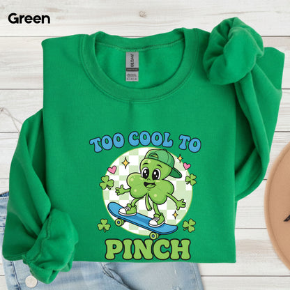 Boys St Patrick’s Day Shirts Too Cool to Pinch Shamrock Sweatshirt Saint Patrick Party Tees Irish Green Sweater For Men Women Kids