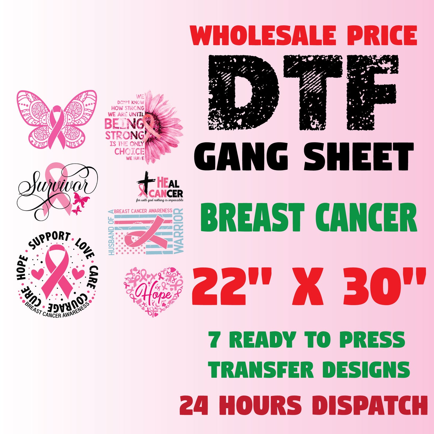 Breast Cancer Awareness DTF Transfer Gang Sheets