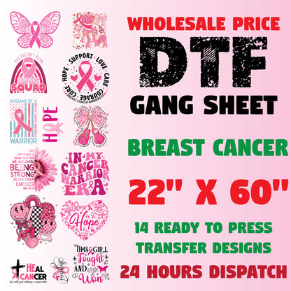 Breast Cancer Awareness DTF Transfer Gang Sheets