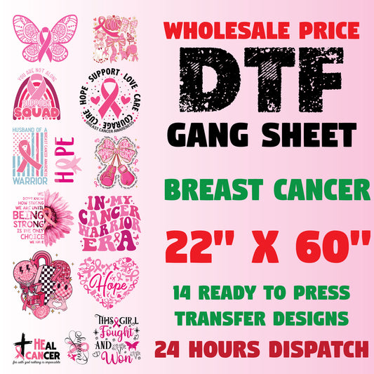Breast Cancer Awareness DTF Transfer Gang Sheets