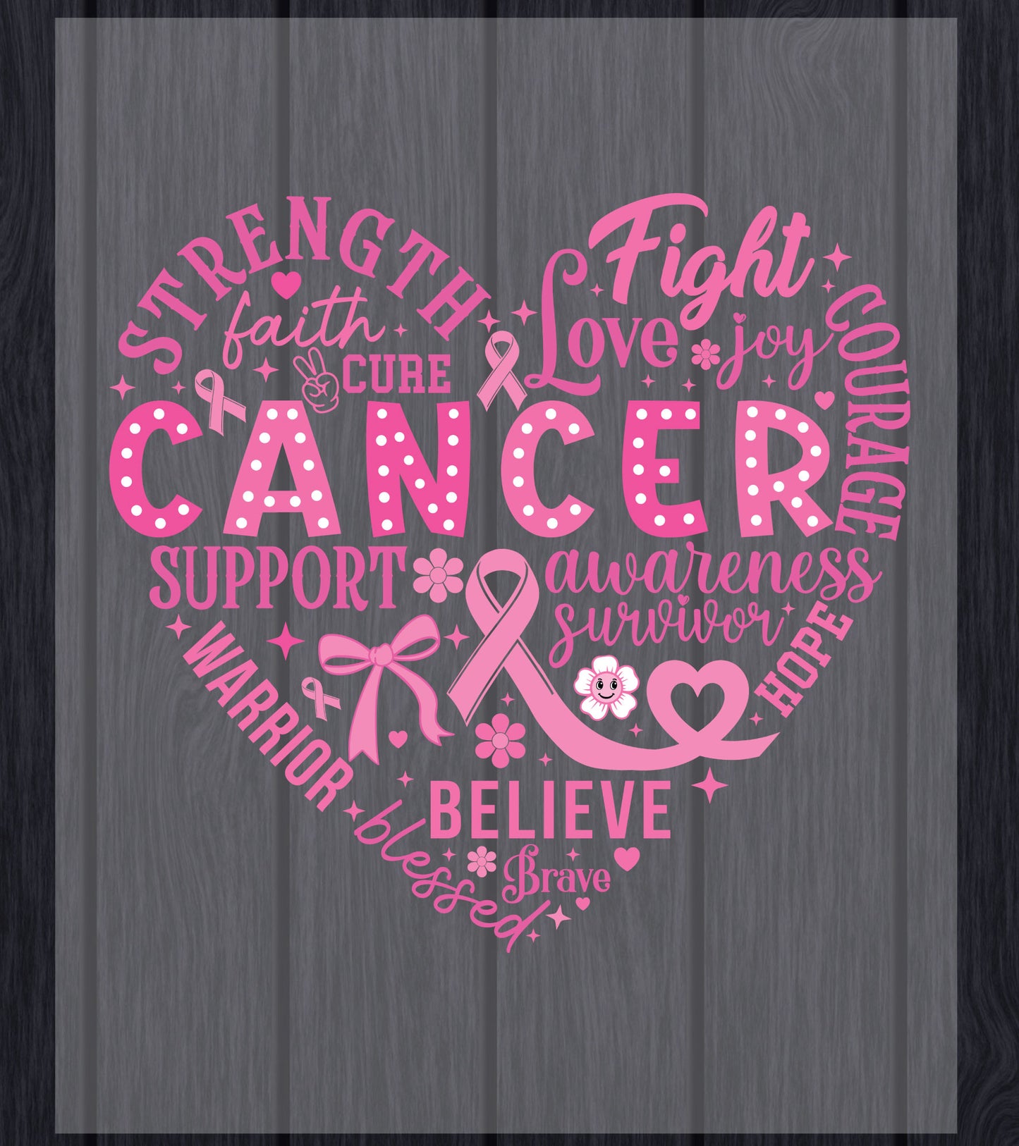 Breast Cancer Awareness Heart DTF Transfer Ready to Press