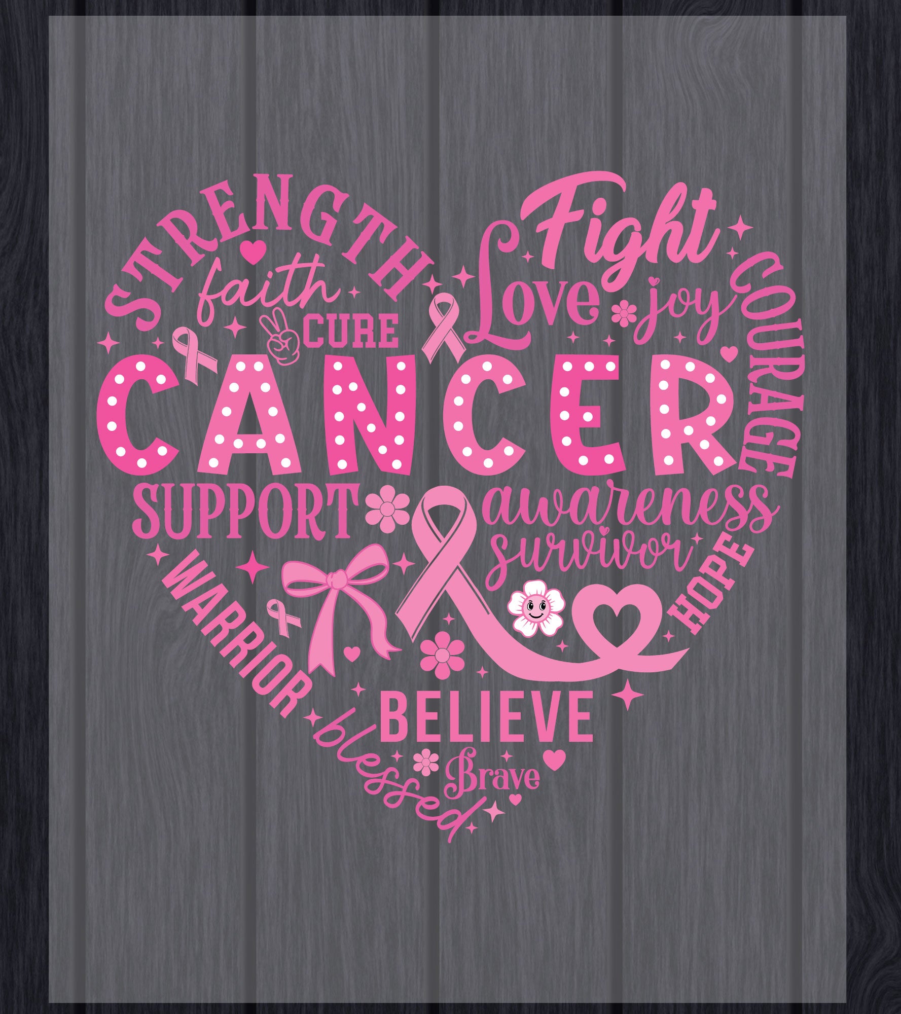 Breast Cancer Awareness Heart DTF Transfer Ready to Press