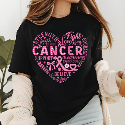 Breast Cancer Awareness Heart DTF Transfer Ready to Press