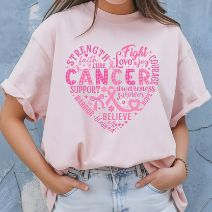 Breast Cancer Awareness Heart DTF Transfer Ready to Press