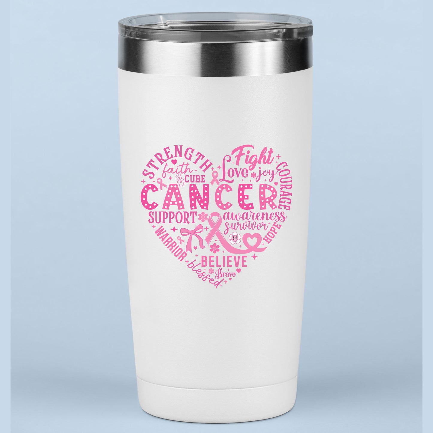 Breast Cancer Awareness Heart DTF Transfer Ready to Press