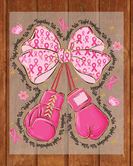 Breast Cancer Gloves Coquette Bow DTF Transfer
