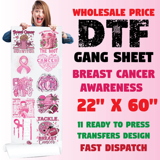 Breast Cancer Premade Ready To Press DTF Gang Sheet