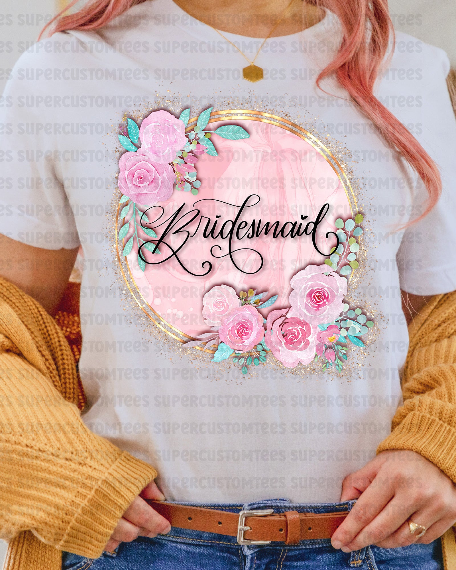 Bridesmaid Flower Heat Transfer for Shirts