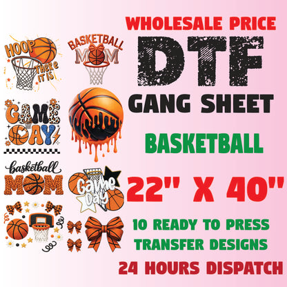 Basketball Premade Gang Sheet Basketball Mom DTF Transfer Gang Sheet Sports Ready For Press Gameday Basketball Heat Transfer Gang