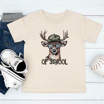 Bucked 100 Days of School T Shirt Deer Hunting 100 Days of School Tee Kids Teens Boys Girls Women Men School Learning Shirt