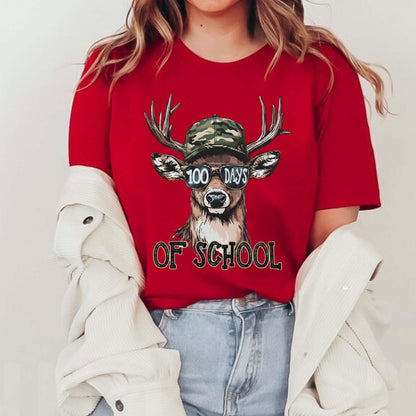 Bucked 100 Days of School T Shirt Deer Hunting 100 Days of School Tee Kids Teens Boys Girls Women Men School Learning Shirt