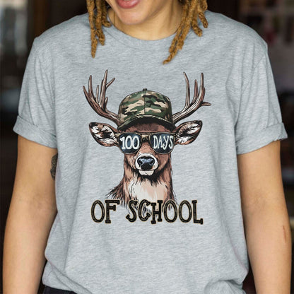 Bucked 100 Days of School T Shirt Deer Hunting 100 Days of School Tee Kids Teens Boys Girls Women Men School Learning Shirt