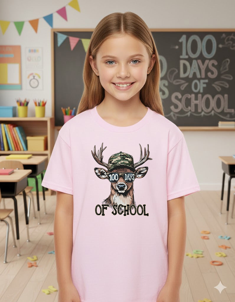 Bucked 100 Days of School T Shirt Deer Hunting 100 Days of School Tee Kids Teens Boys Girls Women Men School Learning Shirt