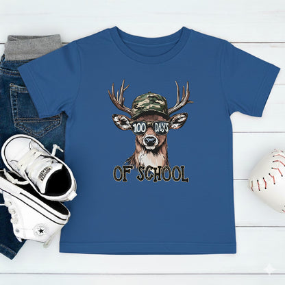Bucked 100 Days of School T Shirt Deer Hunting 100 Days of School Tee Kids Teens Boys Girls Women Men School Learning Shirt
