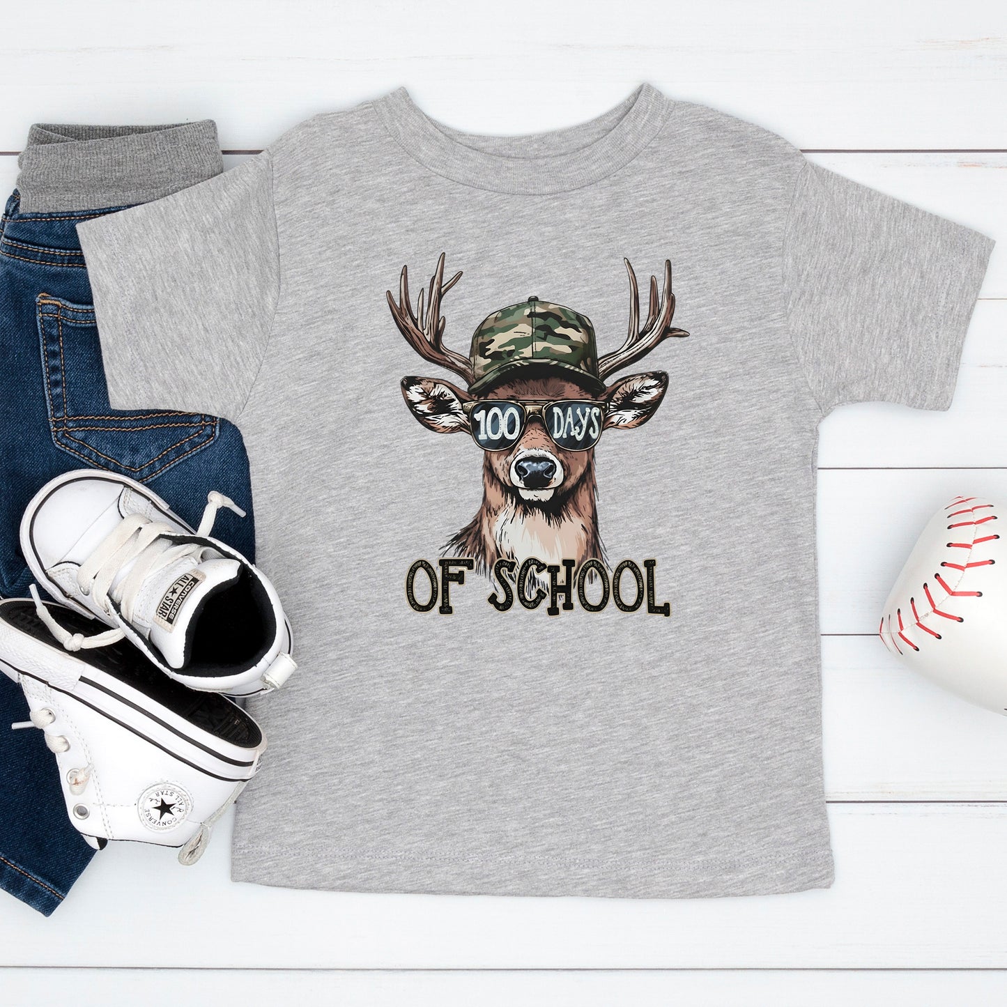 Bucked 100 Days of School T Shirt Deer Hunting 100 Days of School Tee Kids Teens Boys Girls Women Men School Learning Shirt