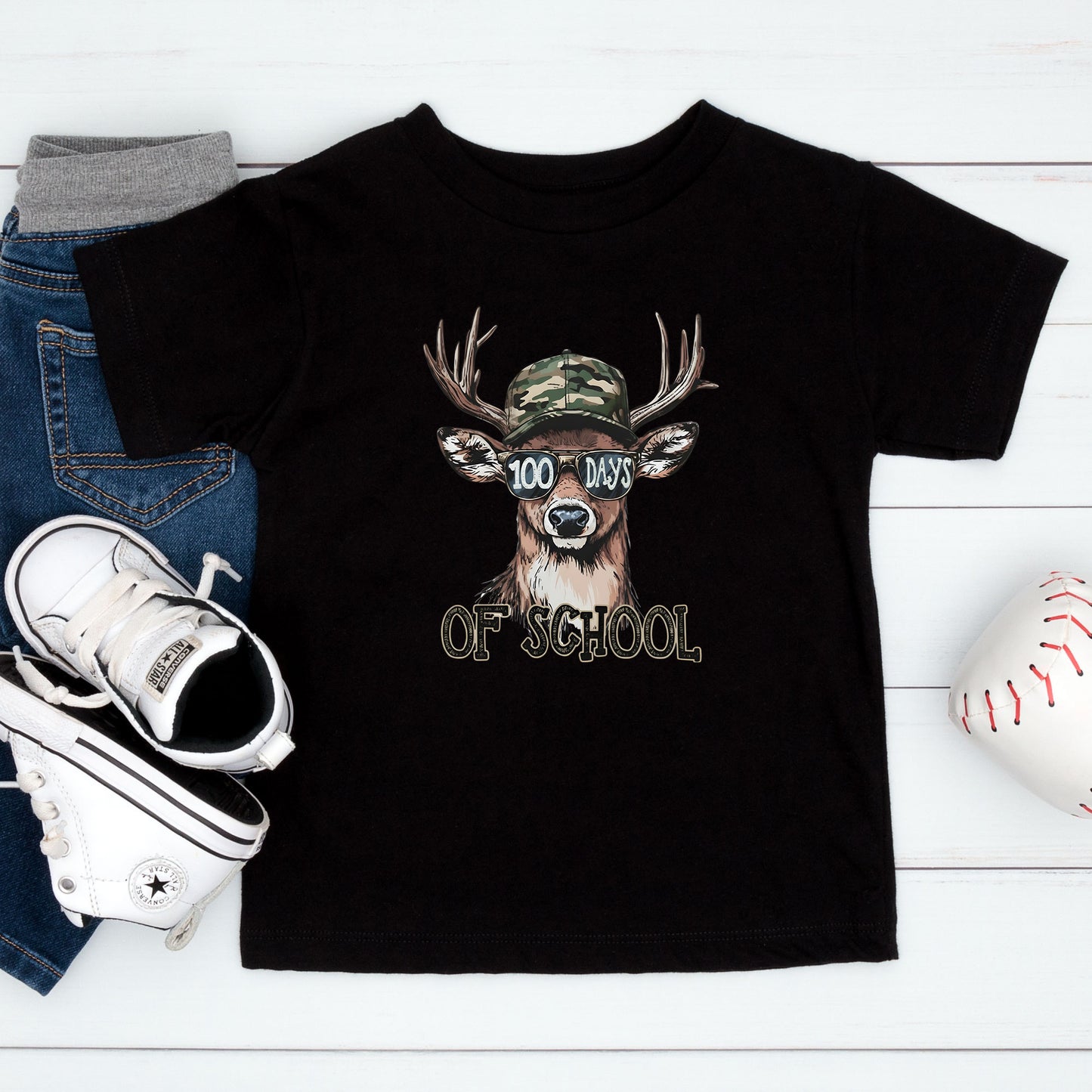 Bucked 100 Days of School T Shirt Deer Hunting 100 Days of School Tee Kids Teens Boys Girls Women Men School Learning Shirt