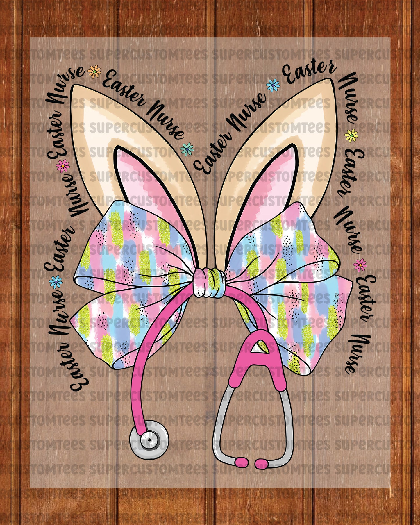 Bunny Nurse Easter Bow Heat Transfer for Shirts