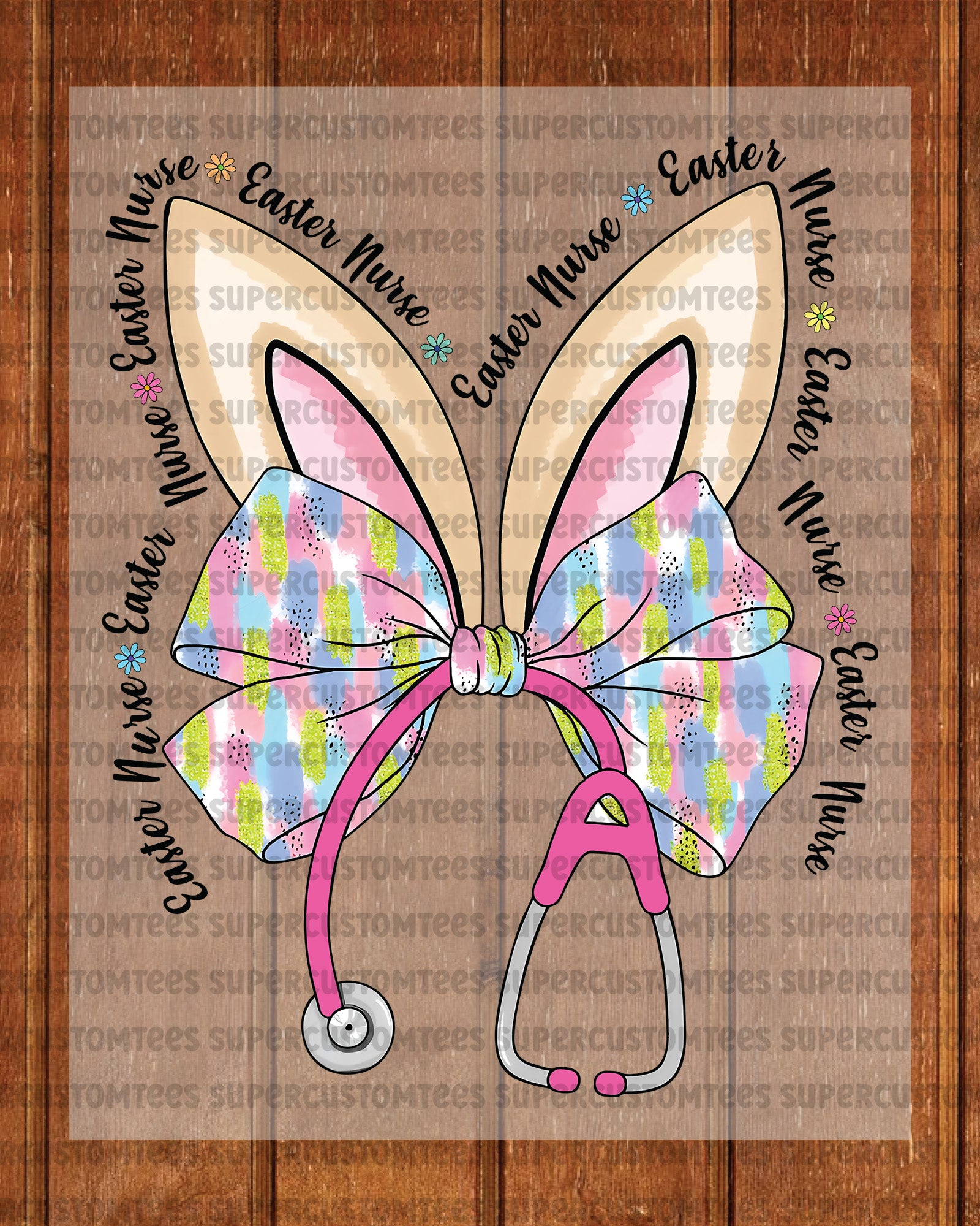 Bunny Nurse Easter Bow Heat Transfer for Shirts