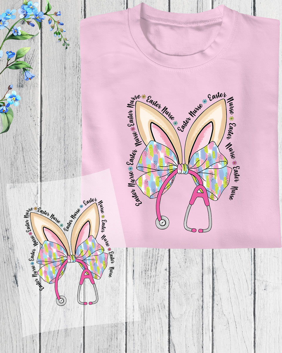 Bunny Nurse Easter Bow Heat Transfer for Shirts
