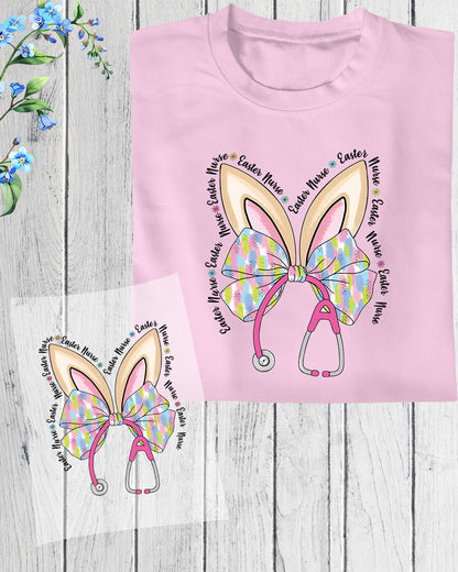 Bunny Nurse Easter Bow Heat Transfer for Shirts