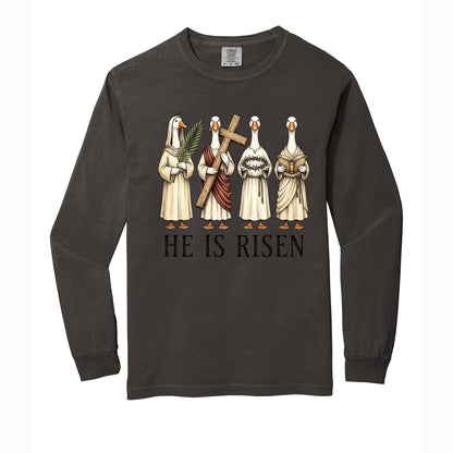 He is Risen Christian Easter Goose Comfort Colors T Shirt