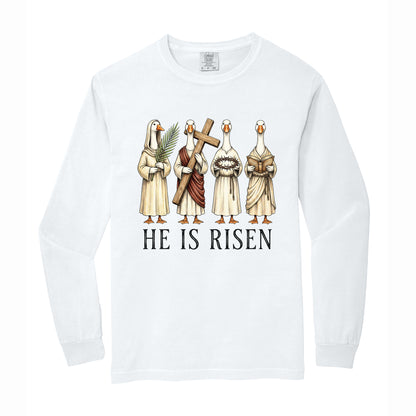 He is Risen Christian Easter Goose Comfort Colors T Shirt