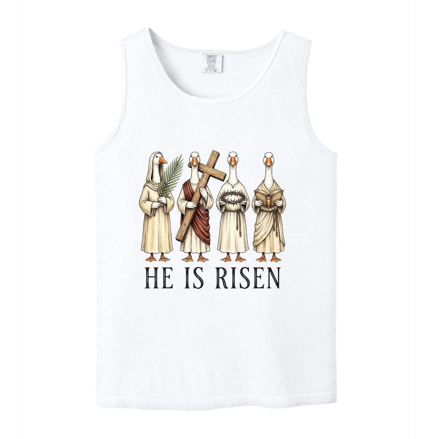 He is Risen Christian Easter Goose Comfort Colors T Shirt