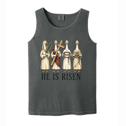 He is Risen Christian Easter Goose Comfort Colors T Shirt