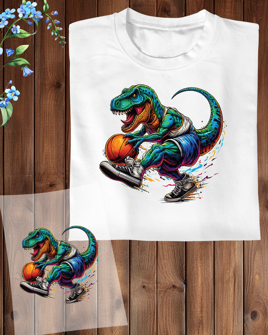 Urban Dinosaur Playing Basketball DTF Transfer Film