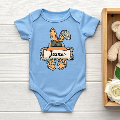 Personalized Bunny Name Shirts Custom Camo Easter Kids Tees Egg Hunter Outfit Boy Girl Baby Bodysuit Childrens Clothing