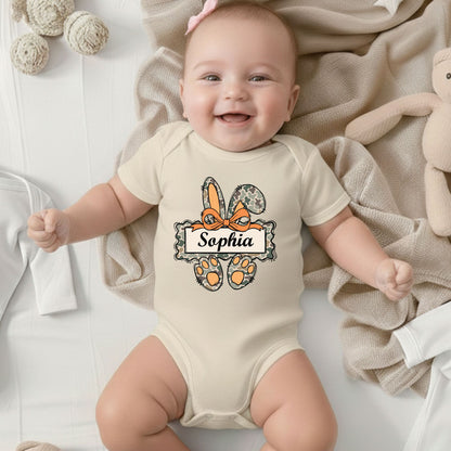 Personalized Bunny Name Shirts Custom Camo Easter Kids Tees Egg Hunter Outfit Boy Girl Baby Bodysuit Childrens Clothing
