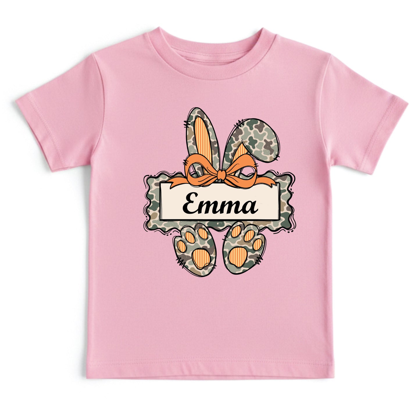Personalized Bunny Name Shirts Custom Camo Easter Kids Tees Egg Hunter Outfit Boy Girl Baby Bodysuit Childrens Clothing