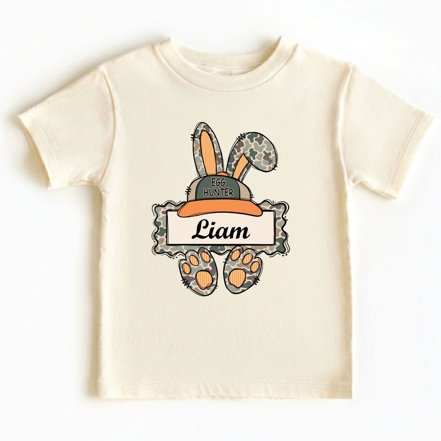 Personalized Bunny Name Shirts Custom Camo Easter Kids Tees Egg Hunter Outfit Boy Girl Baby Bodysuit Childrens Clothing