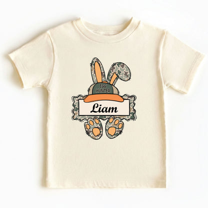 Personalized Bunny Name Shirts Custom Camo Easter Kids Tees Egg Hunter Outfit Boy Girl Baby Bodysuit Childrens Clothing