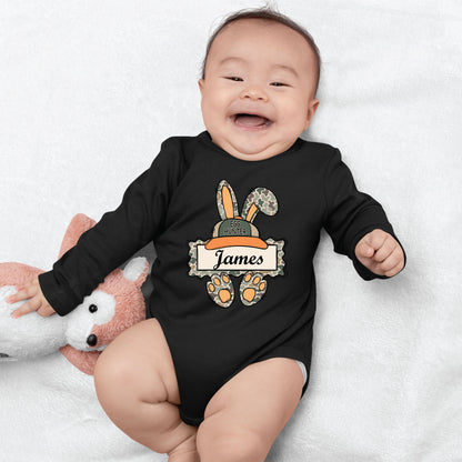Personalized Bunny Name Shirts Custom Camo Easter Kids Tees Egg Hunter Outfit Boy Girl Baby Bodysuit Childrens Clothing