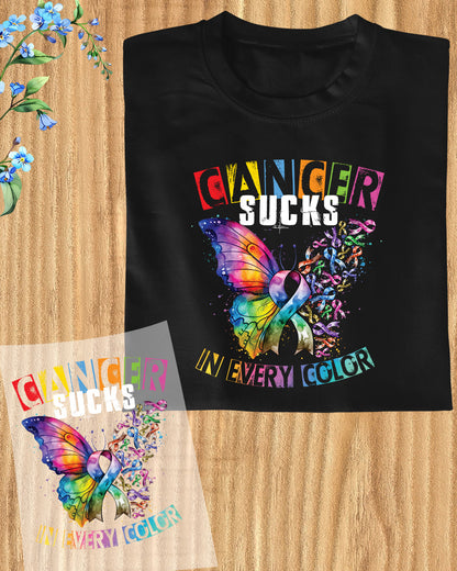 Cancer Sucks In Every Color Breast Cancer Awareness Iron on Transfers