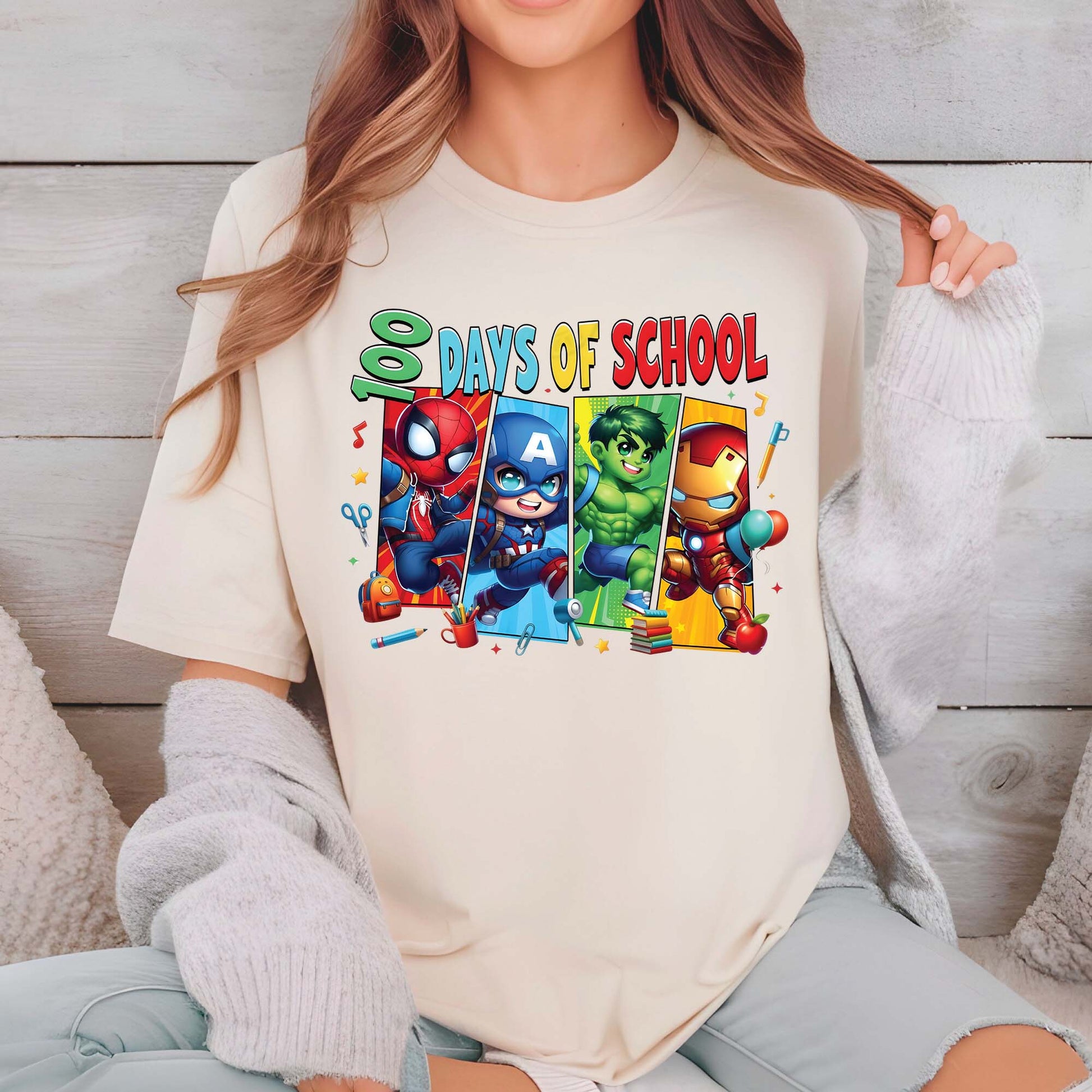 Cartoon Characters 100 Days of School T Shirt Gamer 100 Days of School Tee Kids Boys Girls Teens Women Men School Celebration Shirt