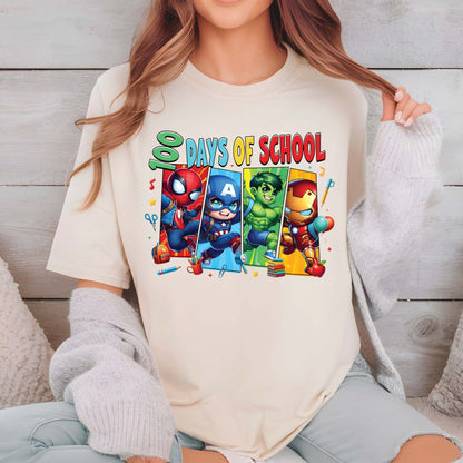 Cartoon Characters 100 Days of School T Shirt Gamer 100 Days of School Tee Kids Boys Girls Teens Women Men School Celebration Shirt