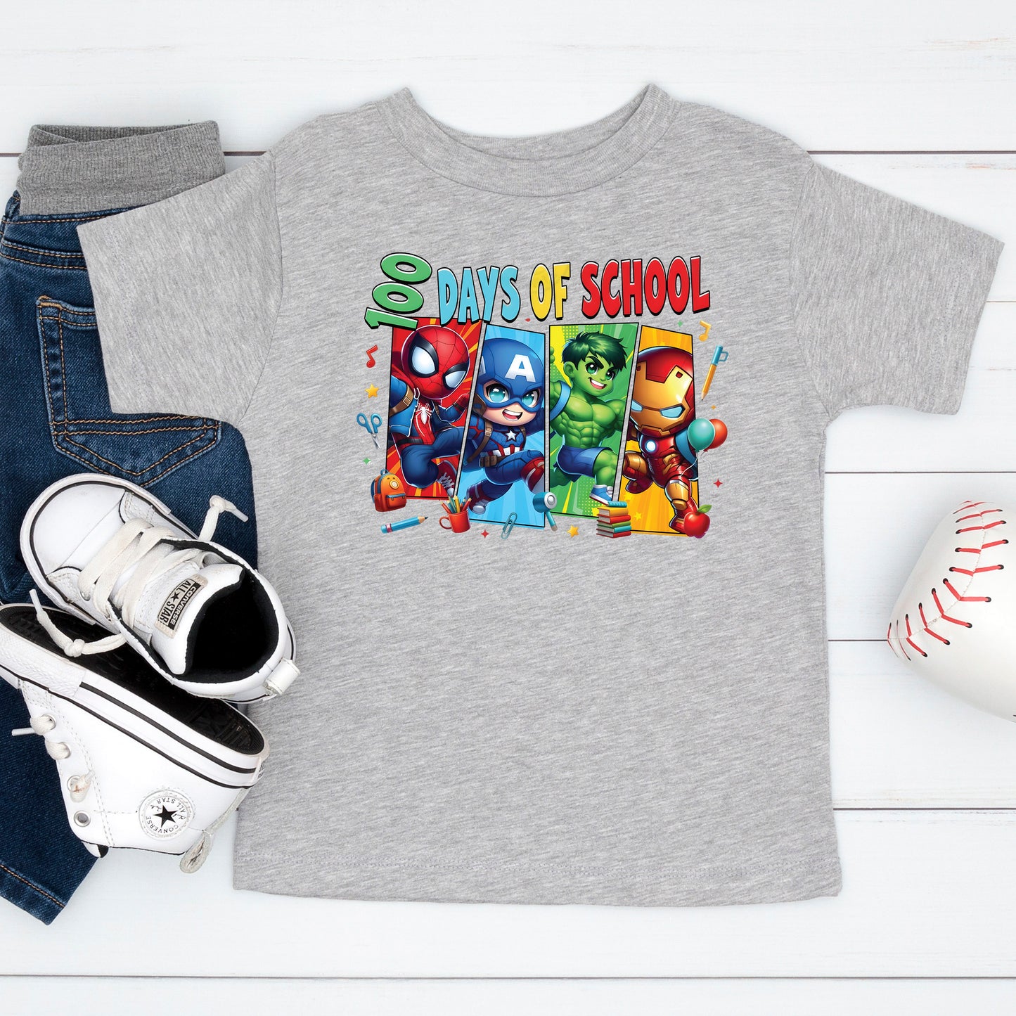 Cartoon Characters 100 Days of School T Shirt Gamer 100 Days of School Tee Kids Boys Girls Teens Women Men School Celebration Shirt