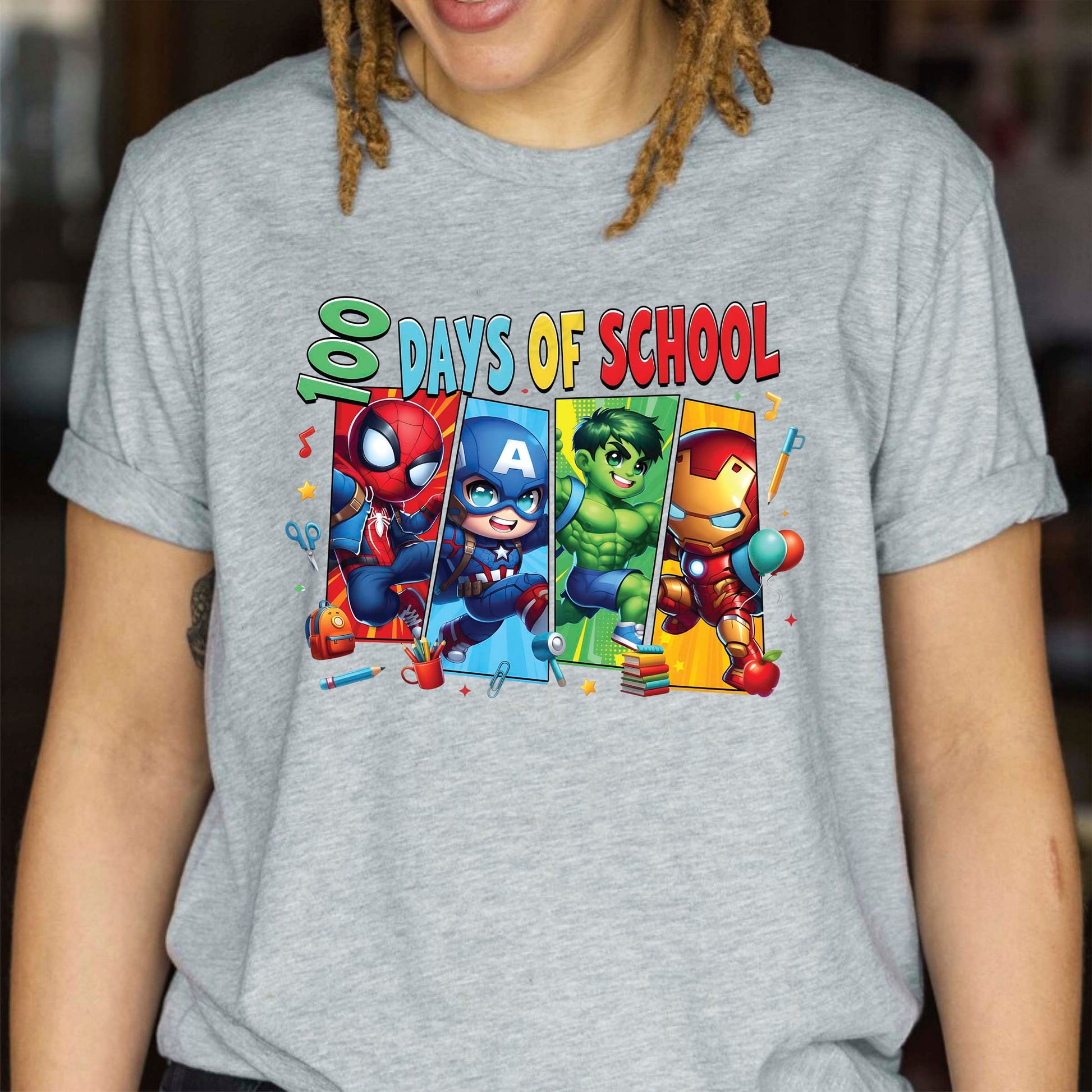Cartoon Characters 100 Days of School T Shirt Gamer 100 Days of School Tee Kids Boys Girls Teens Women Men School Celebration Shirt