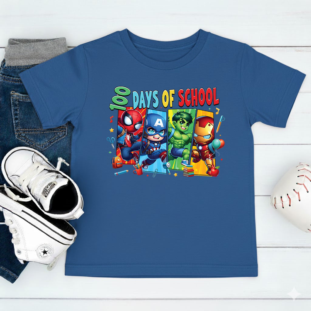 Cartoon Characters 100 Days of School T Shirt Gamer 100 Days of School Tee Kids Boys Girls Teens Women Men School Celebration Shirt