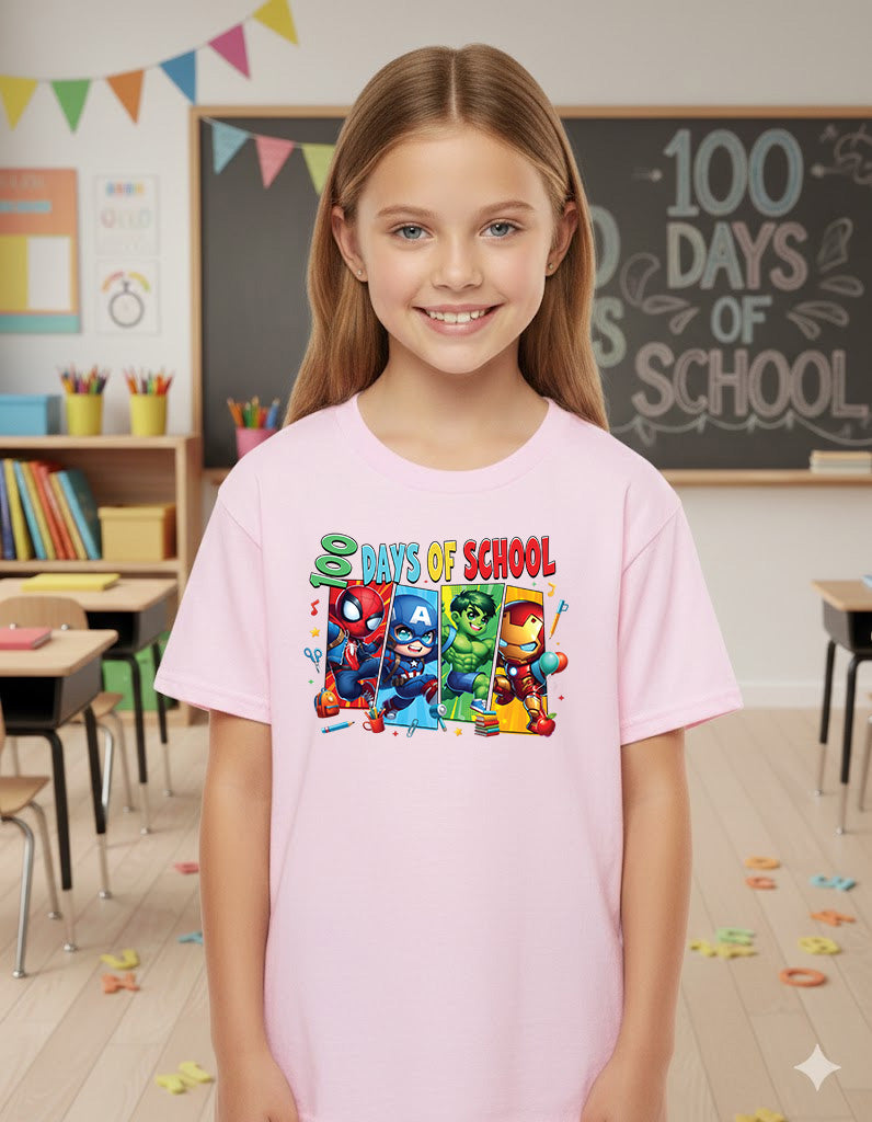 Cartoon Characters 100 Days of School T Shirt Gamer 100 Days of School Tee Kids Boys Girls Teens Women Men School Celebration Shirt
