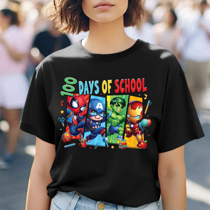 Cartoon Characters 100 Days of School T Shirt Gamer 100 Days of School Tee Kids Boys Girls Teens Women Men School Celebration Shirt