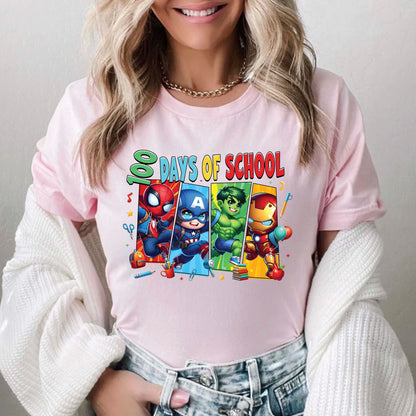 Cartoon Characters 100 Days of School T Shirt Gamer 100 Days of School Tee Kids Boys Girls Teens Women Men School Celebration Shirt