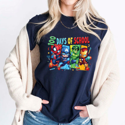 Cartoon Characters 100 Days of School T Shirt Gamer 100 Days of School Tee Kids Boys Girls Teens Women Men School Celebration Shirt
