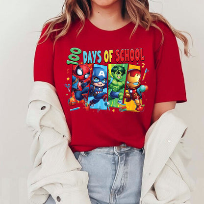 Cartoon Characters 100 Days of School T Shirt Gamer 100 Days of School Tee Kids Boys Girls Teens Women Men School Celebration Shirt