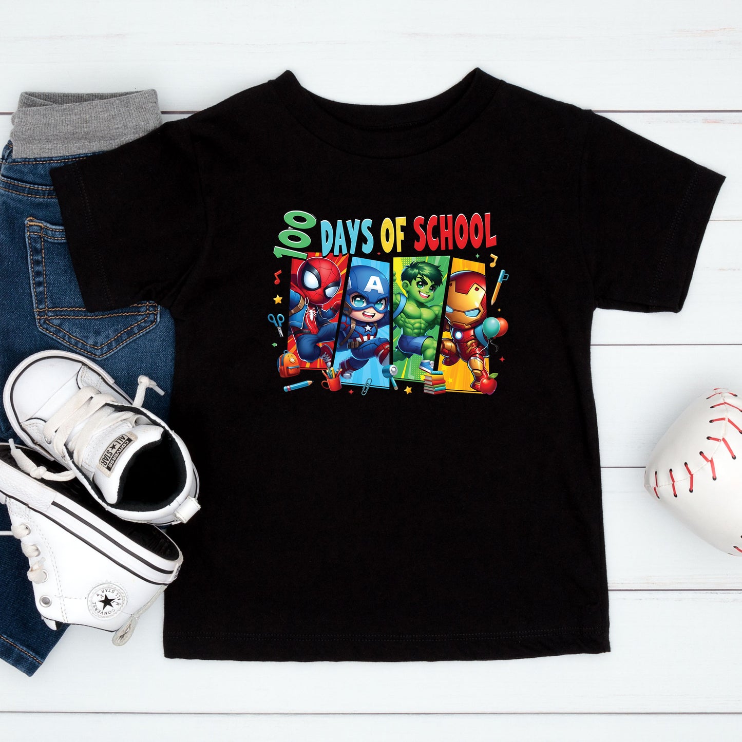 Cartoon Characters 100 Days of School T Shirt Gamer 100 Days of School Tee Kids Boys Girls Teens Women Men School Celebration Shirt
