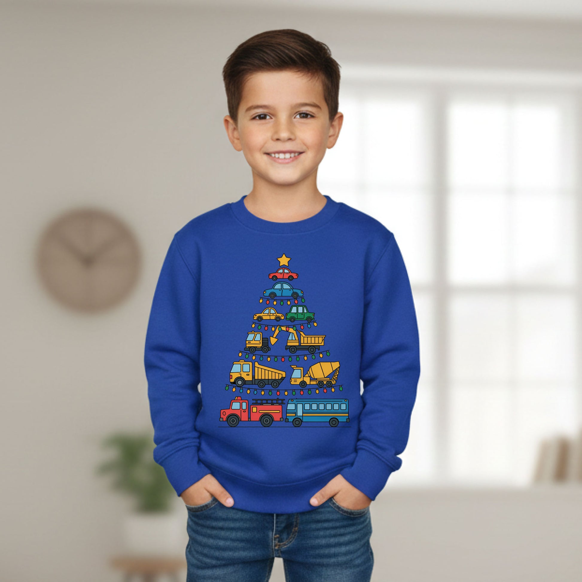 Kids Christmas Sweatshirt Cars Christmas Tree Party Tee 2025 Toddler Holiday Shirt Funny Xmas Gift TShirt For Kids
