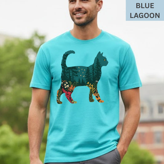 Cat Lovers Comfort Colors® Shirt Boho Cat Plants Wild Flowers Tees Cat Mom Gift Pet Lover Wash TShirts Birthday Gifts