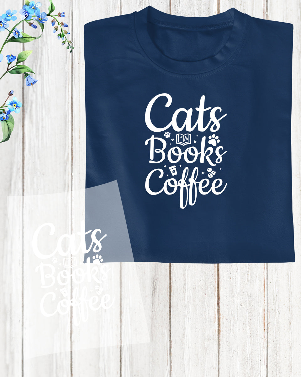 Cats Books Coffee DTF Transfer